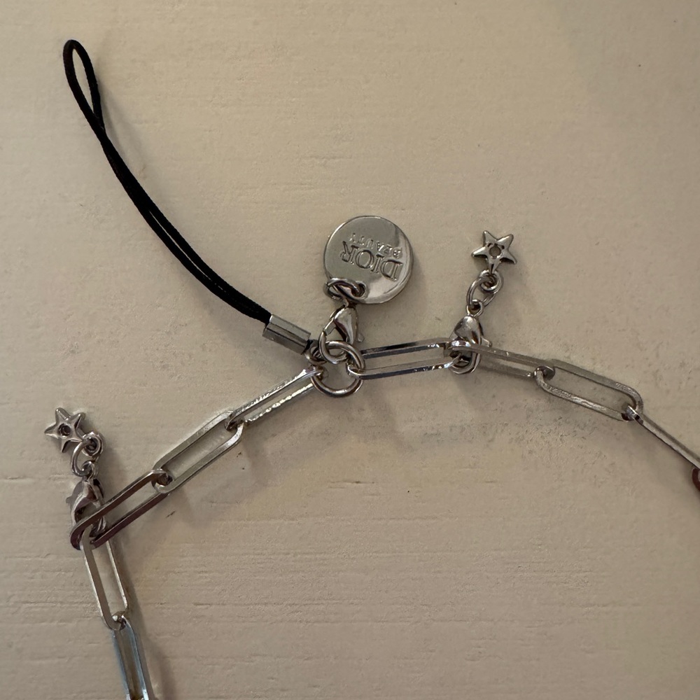 Dior Silver Chain Phone Charm / Bracelet w/ Stars & CD Logo – New - Picture 2 of 2